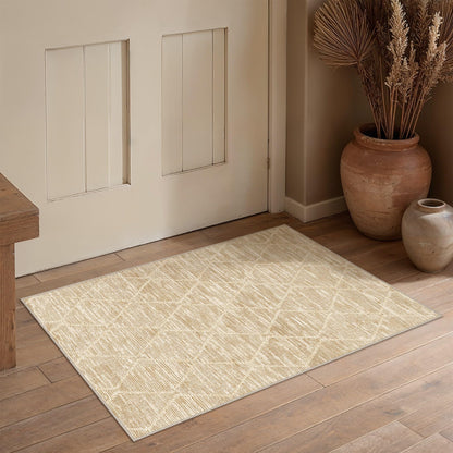 2x3 Area Rugs Beige Washable Entryway Rug (L| Beige / 2' x 3' (Rectangular))