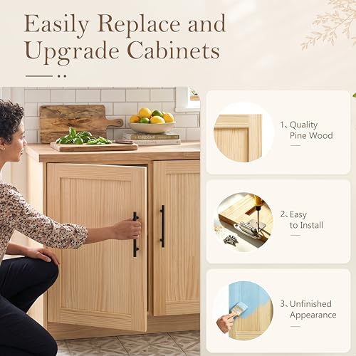 2 Pack Unfinished Pine Shaker Cabinet Doors 11" W x 18" H (11'' Wx18'' H)