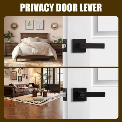 Matte Black keyless Button Lock for Door Handle. Privacy Indoor Door Handle