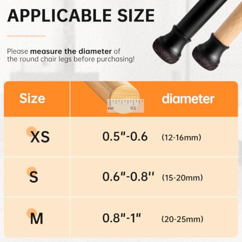 Chair Leg Floor Protectors Round 24pcs Felt Furniture Pads