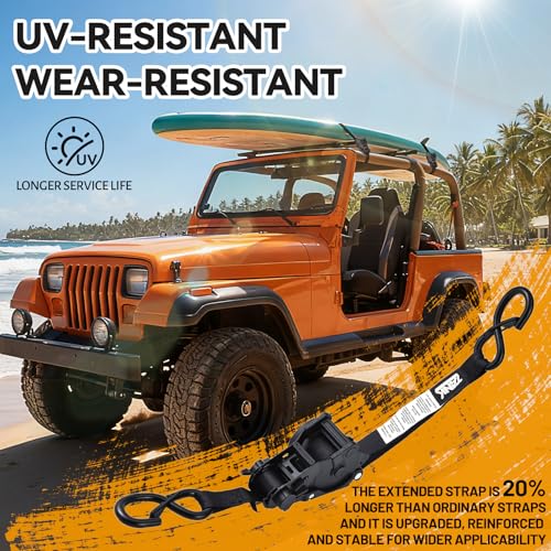 1800LB Retractable Ratchet Straps with Soft Loops