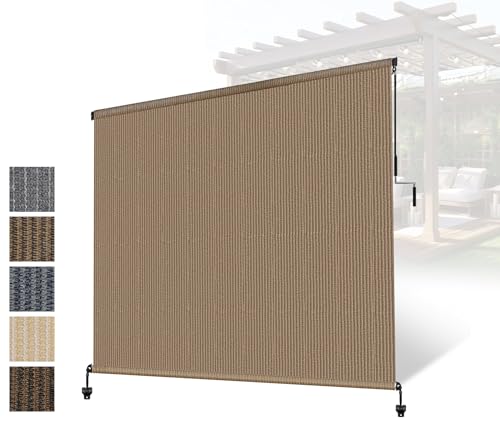 Outdoor Roller Shades 7 ft Wide (Walnut / 84"W x 96"H)