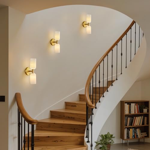 14" Alabaster Wall Sconces Gold Vanity Light 3000K Warm White