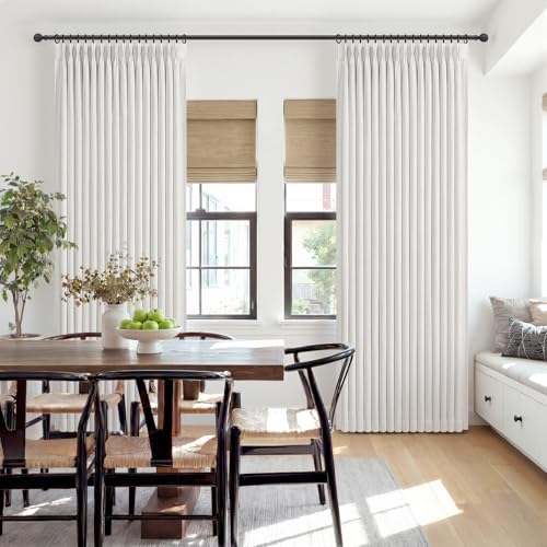 Extra Long Pinch Pleat Pure White Blackout Curtains 108 Inch Long for Living (Beigewhite / 50"W x 108"L (Pack of 2))
