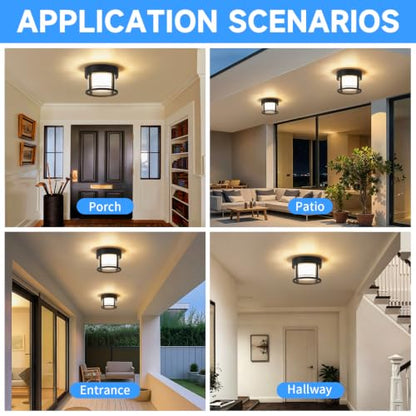 Black Porch LED Ceiling Light