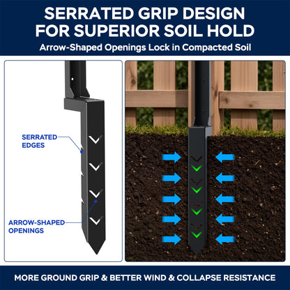 Fence Post Repair Kit for Leaning Fences (Black)