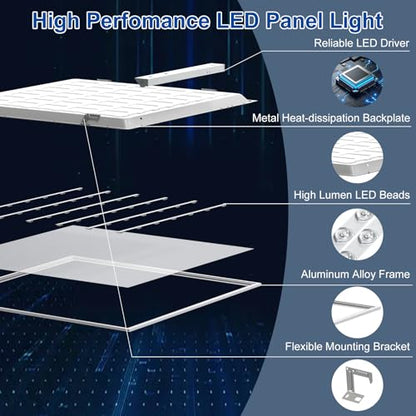 2x2 LED Flat Panel Light with Wireless Switch & App Control