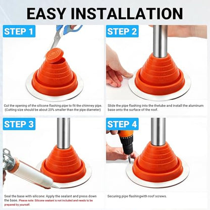 8 High Temp Silicone Metal Roof Pipe Flashing Boot