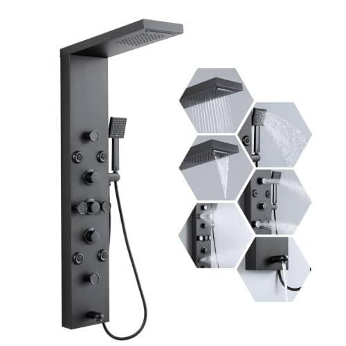 6 in 1 Rainfall Waterfall Shower Panel Tower System