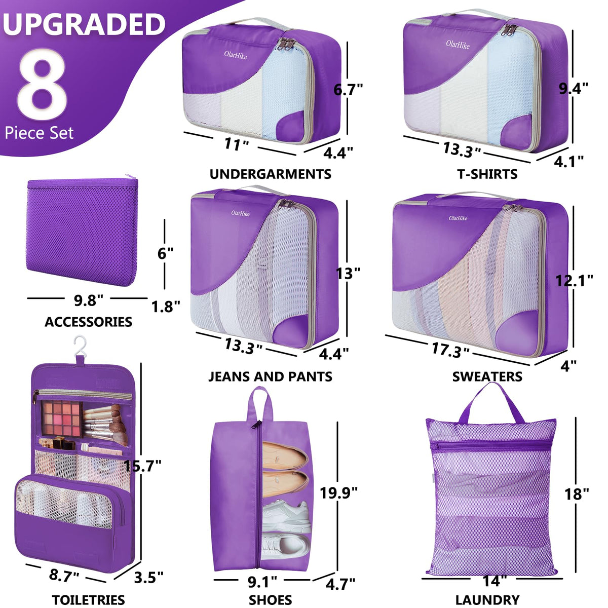 Packing Cubes for Travel (10 Purple)