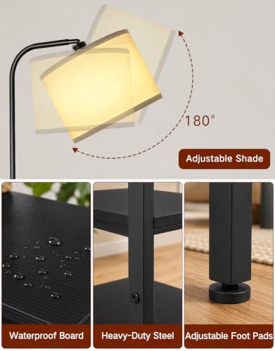 Floor Lamp with Side Table & Charging Station