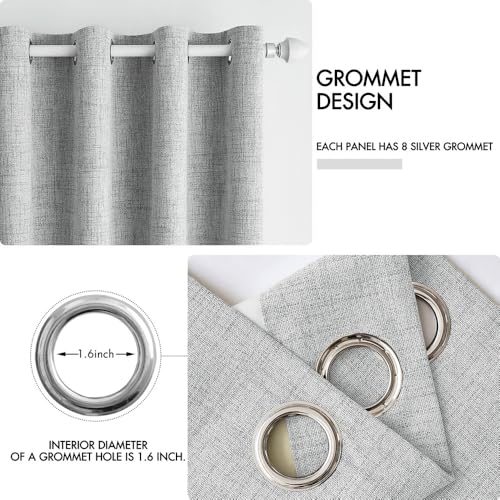 100% Blackout Linen Curtains for Bedroom 52x96 Inches Glacier Gray (Glacier Gray / 52"W x 96"L (Pack of 2))