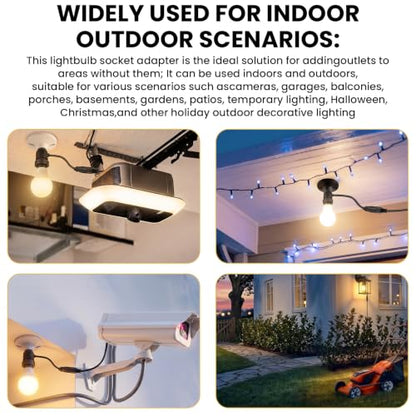 3 in 1 Light Socket Outlet Adapter with Extension Cord