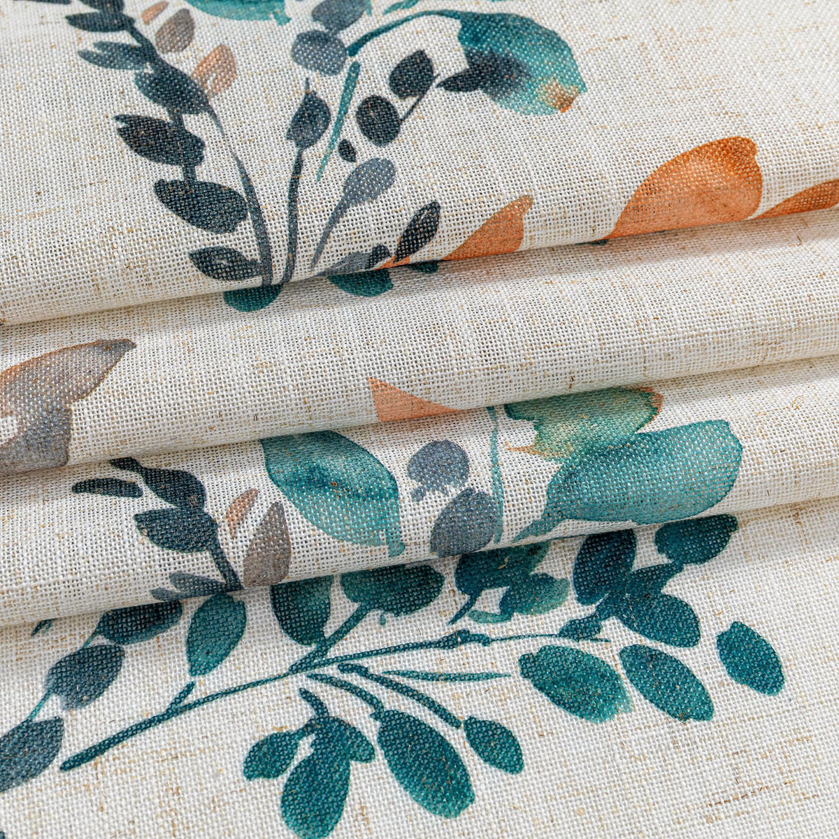 Floral Linen Curtains 72 inch Long 2 Panels Set Leaf Patterned Semi Sheer Light Filtering Privacy Farmhouse Grommet Drapes for Bedroom (B-burnt Orange / 52"W x 72"L (Pack of 2))