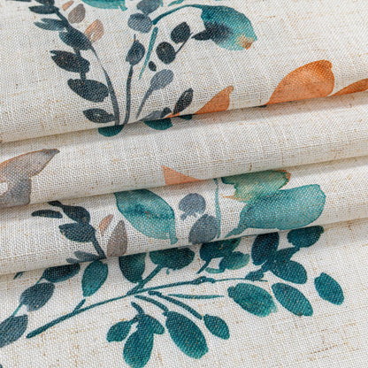 Floral Linen Curtains 72 inch Long 2 Panels Set Leaf Patterned Semi Sheer Light Filtering Privacy Farmhouse Grommet Drapes for Bedroom (B-burnt Orange / 52"W x 72"L (Pack of 2))