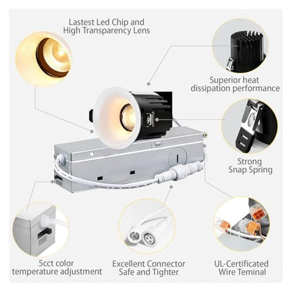 2 inch Deep Regressed 5CCT Anti Glare Gimbal LED Recessed