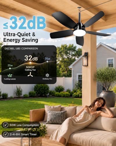 Outdoor Ceiling Fan with Light