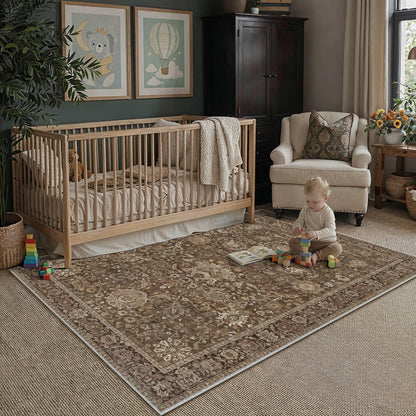 Area Rugs 3x5 Brown Vintage Rug for Living Room (Retro | Brown / 3' x 5' (Rectangular))