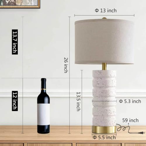 26" Modern Table Lamp Set of 2 Resin Lamp with Natural Stone Look
