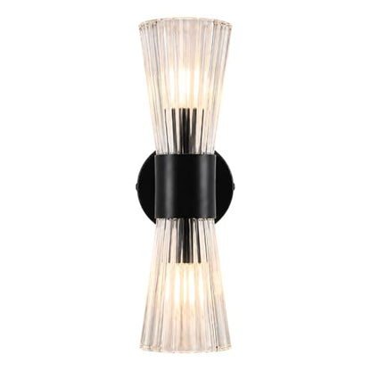 Black Glass Wall Sconce Light (Black Clear Glass)