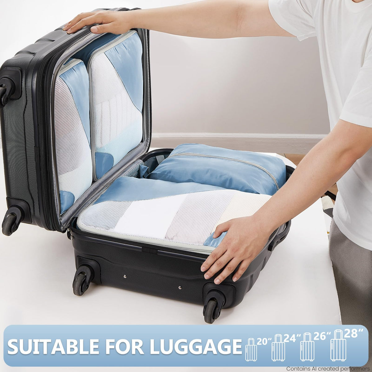 Packing Cubes for Travel (07 Light Blue)
