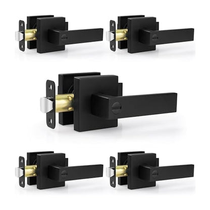 Privacy Matte Black Door Handles for Bedroom and Bathroom