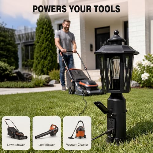 Outdoor Post Light with GFCI Outlet