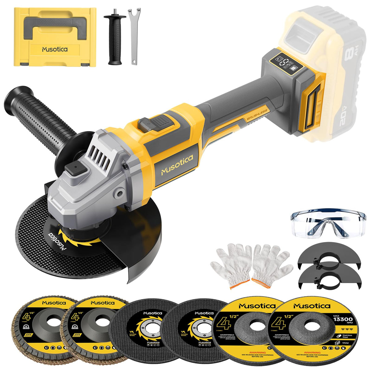 Cordless Angle Grinder for Dewalt 20v Max Battery (Yellow)