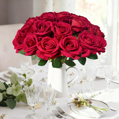 100Pcs Red Roses Artificial Flowers with Stems (Red / 100Pcs)
