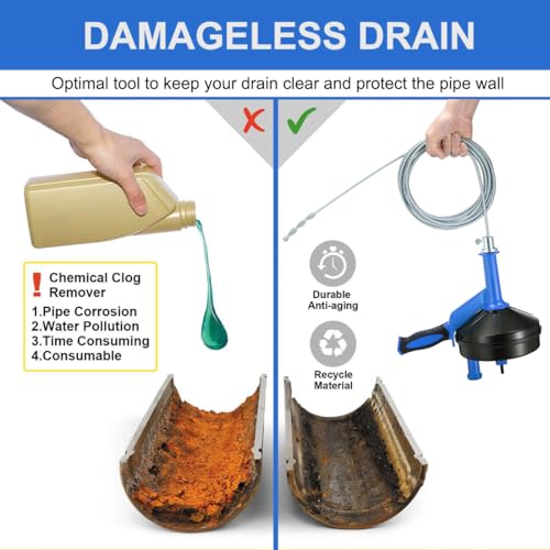 Drain Auger Clog Remover with Drill Adapter
