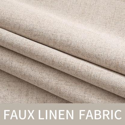 100% Blackout Linen Curtains for Bedroom 52x63 Inches Natural Beige (Beige / 52"W x 63"L (Pack of 2))