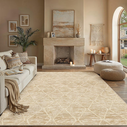 8x10 Area Rug Beige Washable Rugs for Living Room (L| Beige / 8' x 10' (Rectangular))