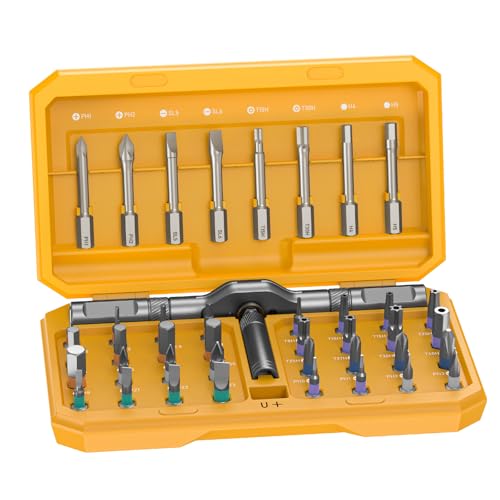 Magnetic Screwdriver Set Precision Multi Bit Repair Kit with Detachable Allen Wrench T Handle for Furniture