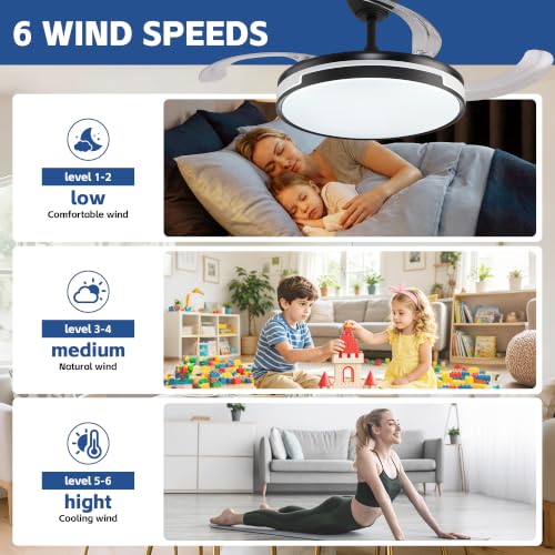 42 inch Retractable Ceiling Fan with Light