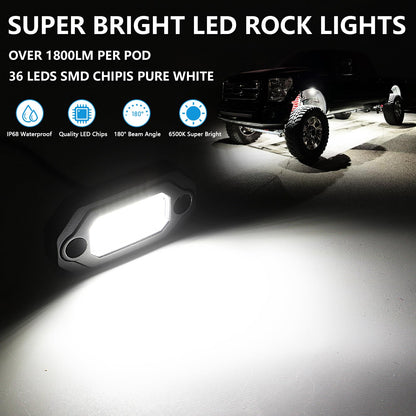 4 Pods Aluminium Pure White LED Rock Lights (4 Pods)
