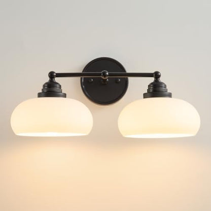 2 Light Milk White Glass Wall Sconce