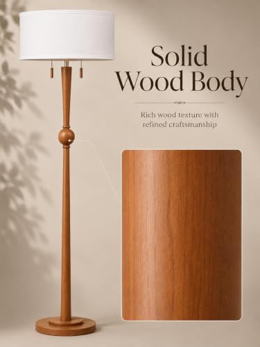 62.8" Solid Oak Wood Floor Lamp