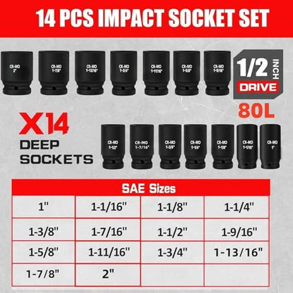 3 4 Inch Drive Deep Impact Socket Set