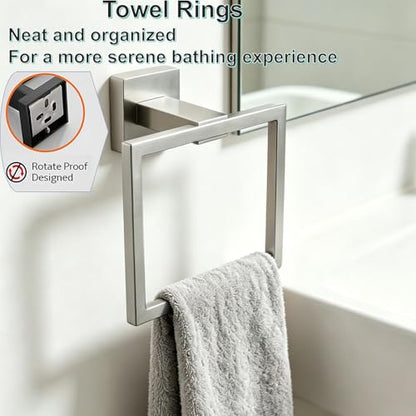 10 Pieces Bathroom Accessories Set Brushed Nickel Bathroom Hardware Set 24 Inch SUS304 Bath Towel Bar Set Towel Rack Set for Bathroom Wall Mounted