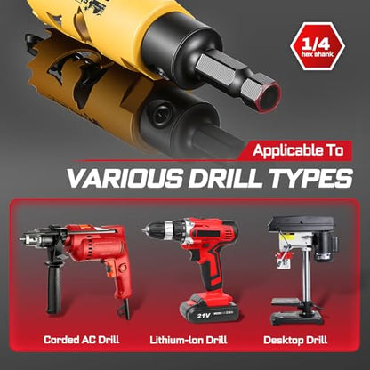 7/8 Inch(22mm) Hole Saw, 2PCS HSS Bi-Metal Hole Saw Kit with Shark Tooth Hole Cutter for Wood,Drywall, PVC Boards and Thin Metal (2 PCS 7/8")