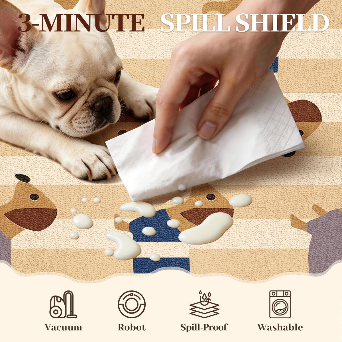Waterproof 3x5 Runner Rug Non Slip Floor Runners for Dogs (Sau Beige / 3' x 5' (Runner))