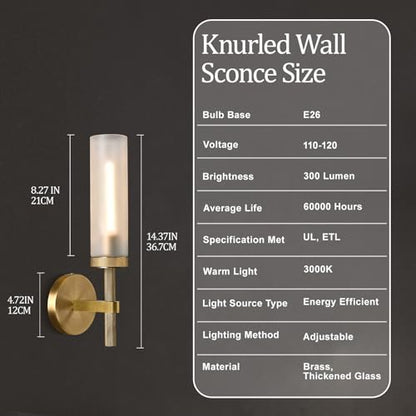 Brass Knurled Wall Sconce 18"