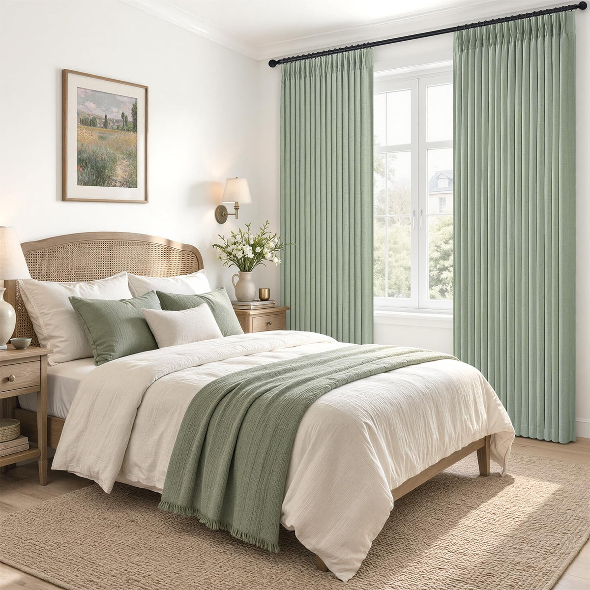 Extra Long 108 Inch Pinch Pleated Blackout Curtains 2 Panels (Sagegreen / 50"W x 108"L (Pack of 2))