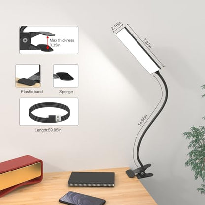 Clip‑On Desk Lamp (Dark Black / Medium)