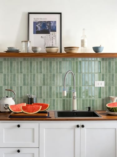 10 Sheet Peel and Stick Backsplash Stick on Tile (Sage Green)