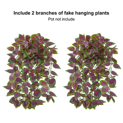 Fake Plants Artificial Hanging Plants for Outdoors Outside Decor (Coleus-purple)