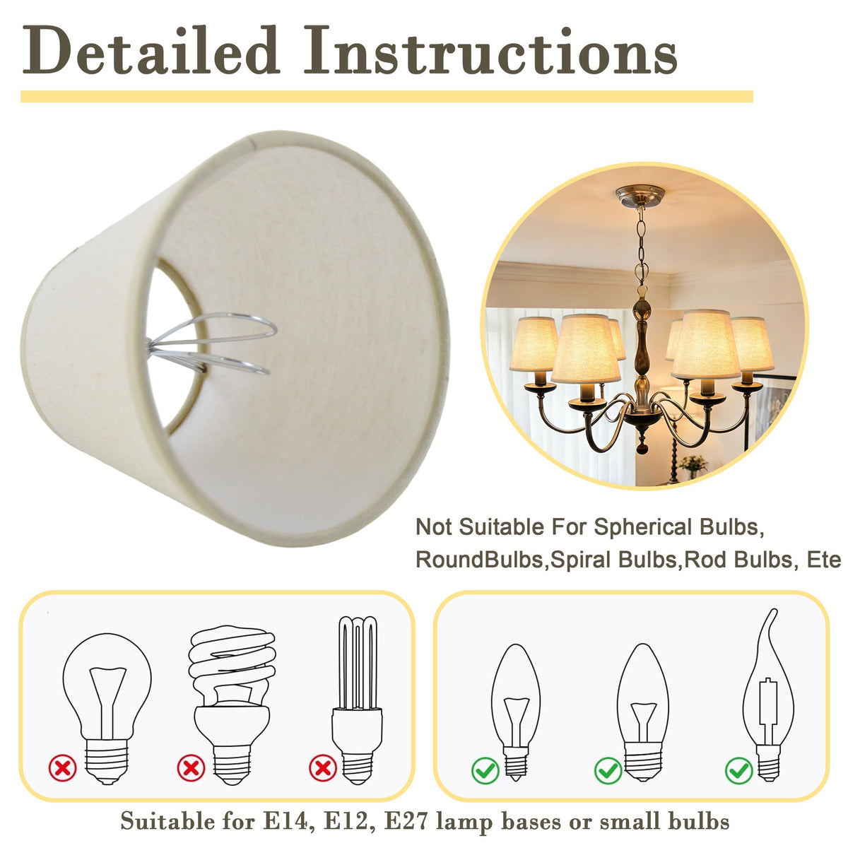 Mini Lamp Shade Chandelier Shades Set of 6 (color-51)