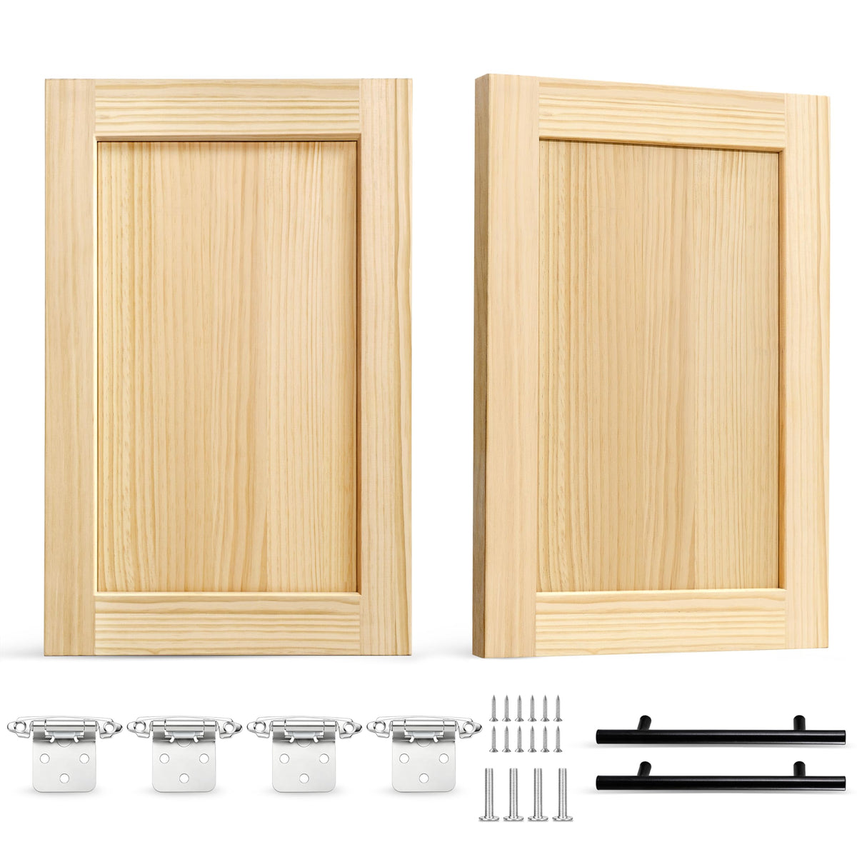 2 Pack Unfinished Pine Shaker Cabinet Doors 14.75" W x 22.5" H (14.75'' Wx22.5'' H)