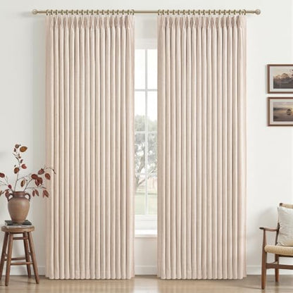 Pinch Pleated Blackout Linen Drapes 96 Inches Long 2 Panels (Linen / 50"W x 96"L (Pack of 2))
