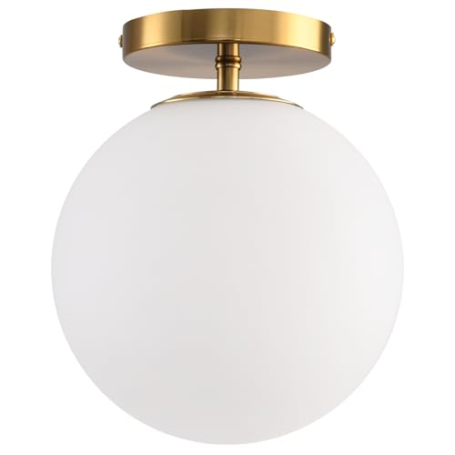 Semi Flush Mount Ceiling Light Fixture with 8in Globe Glass